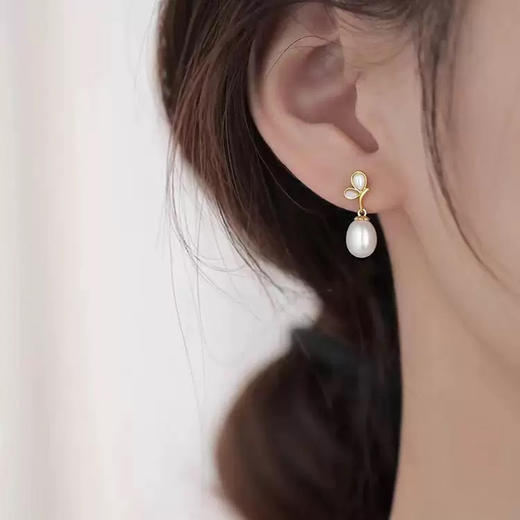 【预售3天】新款天然淡水珍珠贝母蝴蝶耳环女夏季简约14K注金高级感耳饰HYZZ2025041806 商品图0