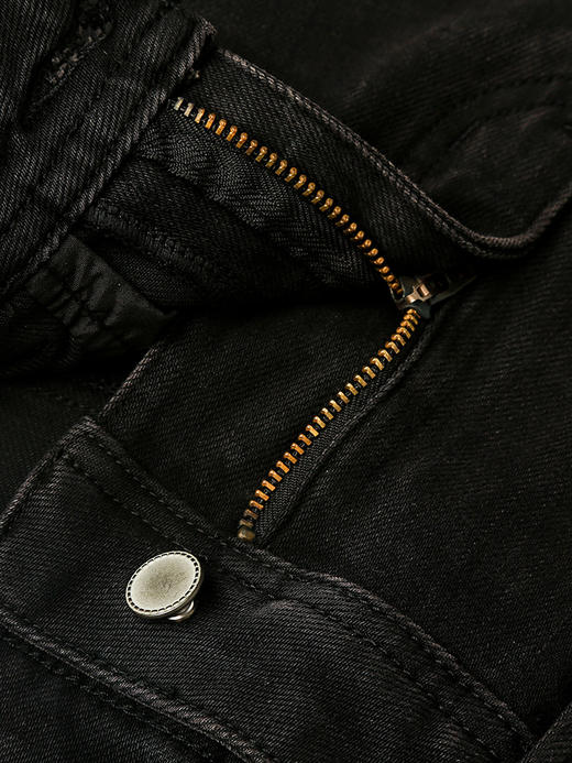 时髦精必备！高腰黑色直筒牛仔裤 卷边细节 日常超吸睛 商品图3