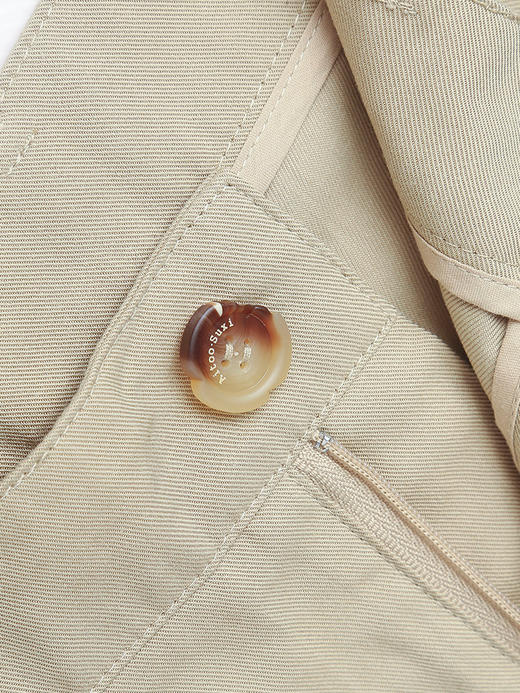 法式优雅风！卡其色阔腿裤 卷边设计 搭白色刺绣衬衫超绝 商品图3