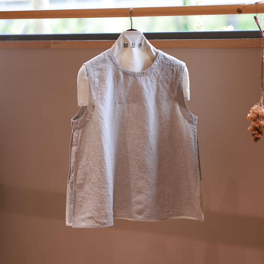 黄阿福 雨露亚麻背心 商品图0