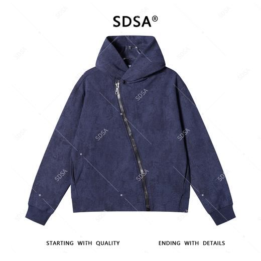 WY1014SDSA男士卫衣2025新款轻奢痞帅男装简约斜拉链连帽上衣网红款衣服 商品图1