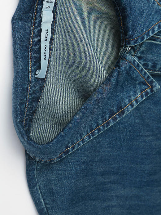 复古牛仔衬衫连衣裙女 中袖开叉设计 配棕色斜挎带超有范 商品图2