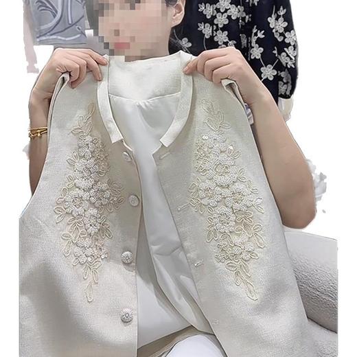 时尚轻奢中式米白色国风刺绣马甲女2025夏季新款休闲百搭上衣外套 商品图4