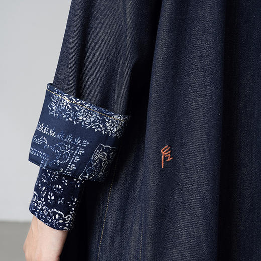 【林栖设计小店】【现货】【草木丹宁】牛仔外套上衣花边压褶2025秋季新款长款大衣1953118 商品图4