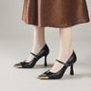 法式玛丽珍高跟鞋女2025春季新款拼色一字带单鞋小众真皮女鞋 商品缩略图2
