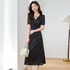 白色波点丝连衣裙，法式收腰显瘦巨好看的显瘦裙子HR-5627 商品缩略图2