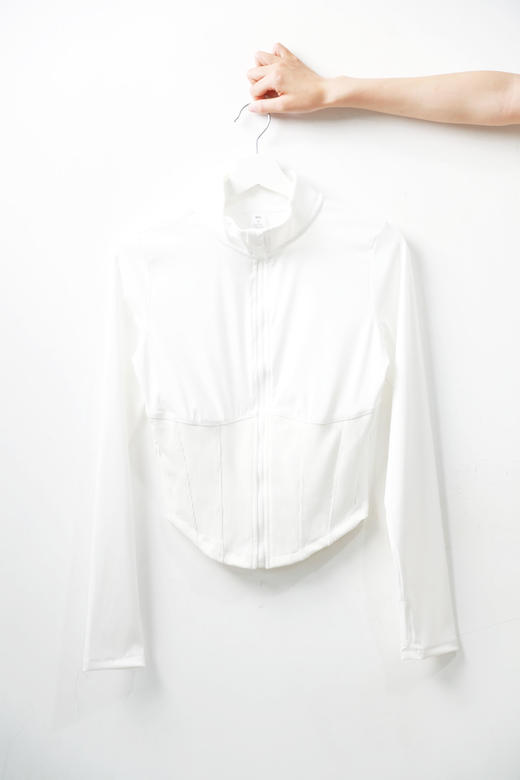 鱼骨束腰设计，全拉链+半拉链一起。很迷人很好看瑜伽上衣C081066 商品图4