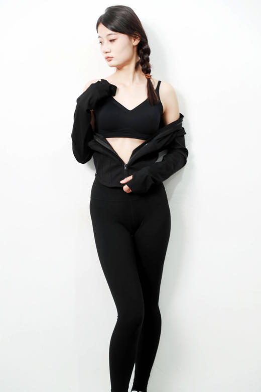 鱼骨束腰设计，全拉链+半拉链一起。很迷人很好看瑜伽上衣C081066 商品图12