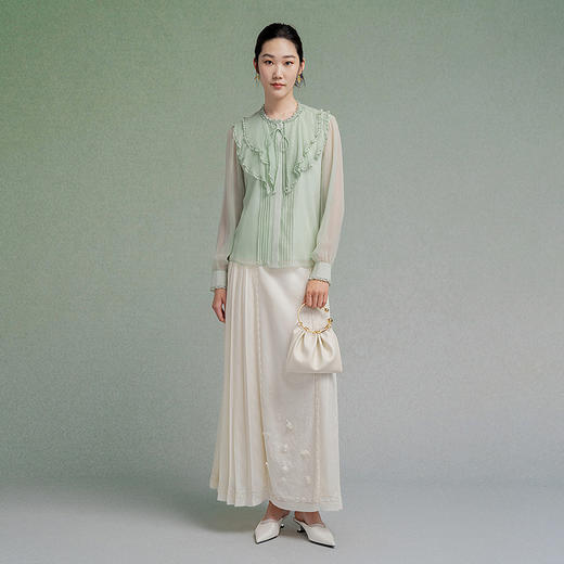 【林栖设计小店】【现货】桑蚕丝衬衣蕾丝花边宽松显瘦2025秋季新款花仙子上衣女1953018 商品图10