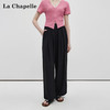天猫同步【亚麻、凉爽垂顺】拉夏贝尔/La Chapelle高腰休闲裤女显瘦百搭垂坠松紧腰直筒裤裤 商品缩略图2