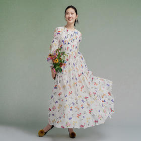 【林栖设计小店】【现货】【手工钩花】婴儿棉连衣裙裙印花2025秋季新款花仙子长裙女1953072