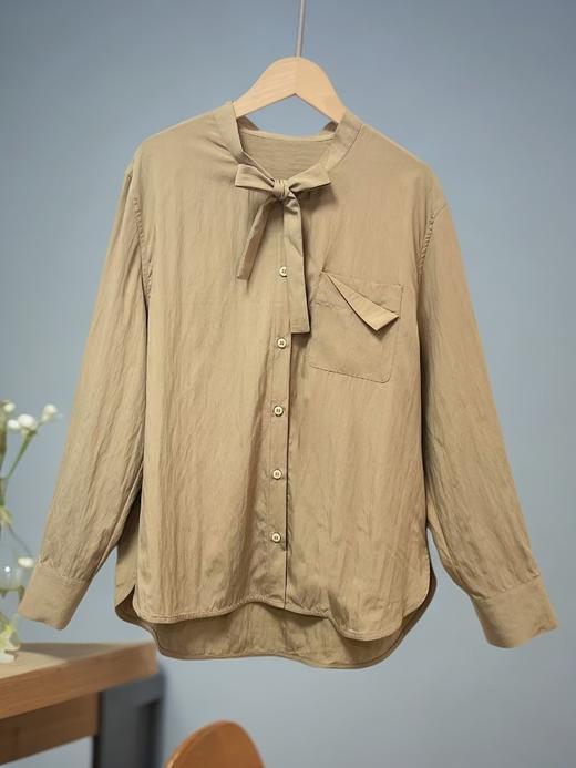 冰点价！仅限11.11！退货勿拍【早秋特卖】7962灰咖系带设计感长袖衬衫-喜出 商品图2