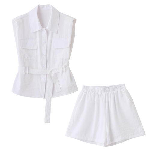 收腰显瘦时尚套装，设计感气质休闲减龄无袖两件套HR-MUZL8071 商品图2