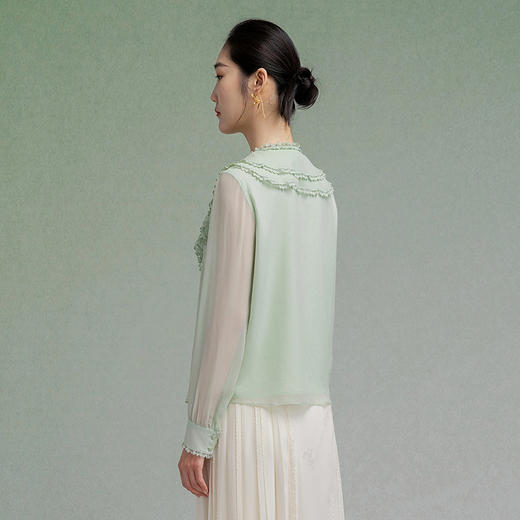【林栖设计小店】【现货】桑蚕丝衬衣蕾丝花边宽松显瘦2025秋季新款花仙子上衣女1953018 商品图7