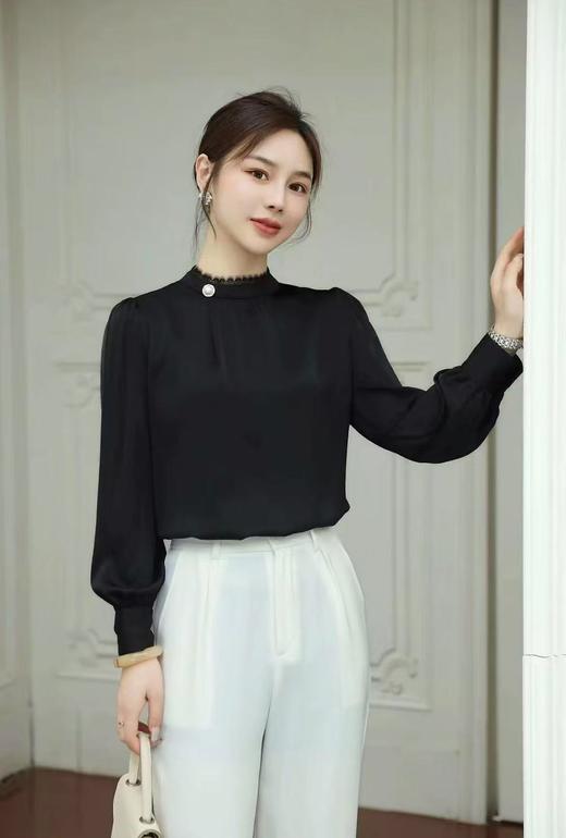 【早秋特卖】仿真丝缎面光泽感长袖衬衫-喜出 商品图0