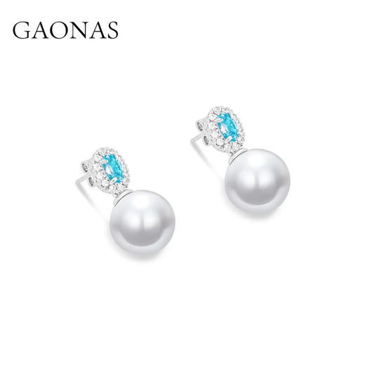 GAONAS  经典12mm帕拉白色珠耳环11523EW 商品图1