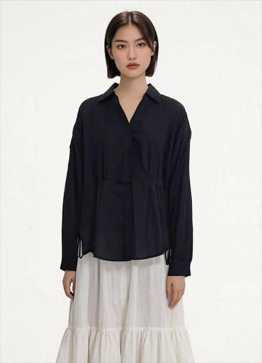 【早秋特卖】2569v领天丝麻浅长后短v领长袖衬衫-喜出 商品图3