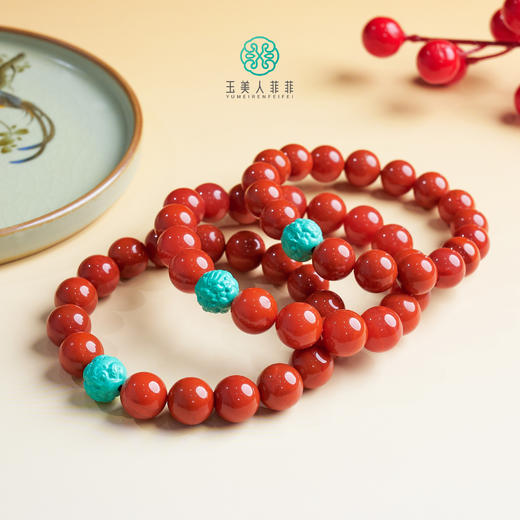 玉美人菲菲-南红单圈圆珠手串约11mm-多样性发一 商品图0