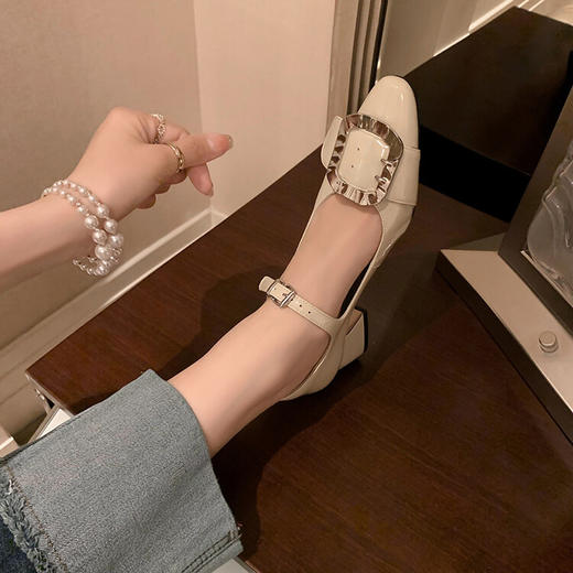 金属扣法式复古温柔紫色漆皮平底鞋单鞋玛丽珍鞋女甜美小皮鞋优雅 商品图1