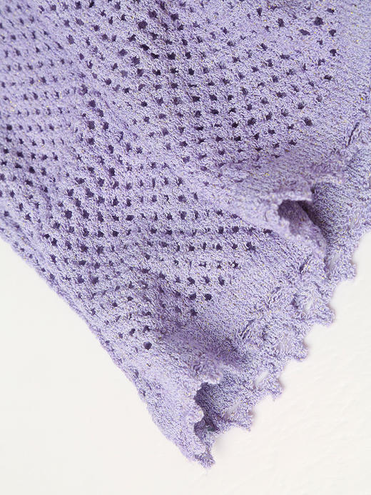 淡紫色 V 领镂空毛衣女 宽松灯笼袖 精致钩花慵懒风针织衫 商品图4