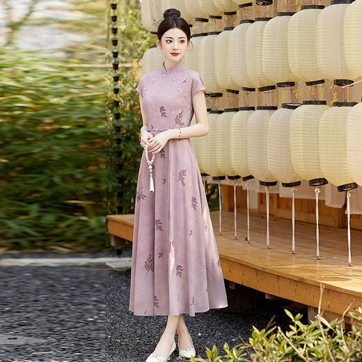 新中式国风改良旗袍连衣裙2025夏新款高级感气质名媛绝美长裙YBER121 商品图3