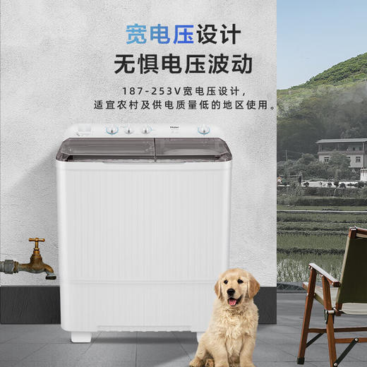 海尔（Haier）13.5公斤半自动洗衣机双桶双缸家用大容量宾馆商用强劲水流洗洗脱水分离甩干下排水老式波轮洗衣机 13.5公斤大容量双桶+强劲动力+喷淋漂洗XPB135-858S 商品图3