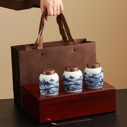 迷你吉祥罐【青花山水  三小瓷 】78元一套/一箱16套 商品图4