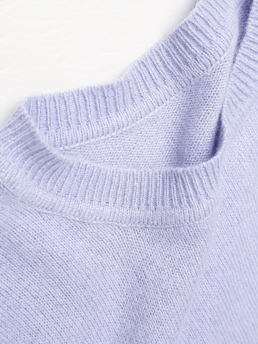 浅紫色短袖毛衣女 圆领短款收腰设计 温柔风针织上衣 商品图2