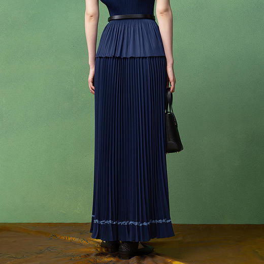 【林栖设计小店】【现货】【弹力腰围】寻迹蓼蓝改良马面裙新中式国风绣花2025秋季新款半身裙女1953110 商品图4