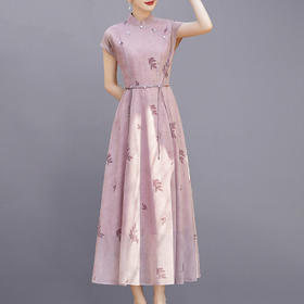 新中式国风改良旗袍连衣裙2025夏新款高级感气质名媛绝美长裙YBER121