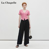天猫同步【亚麻、凉爽垂顺】拉夏贝尔/La Chapelle高腰休闲裤女显瘦百搭垂坠松紧腰直筒裤裤 商品缩略图4
