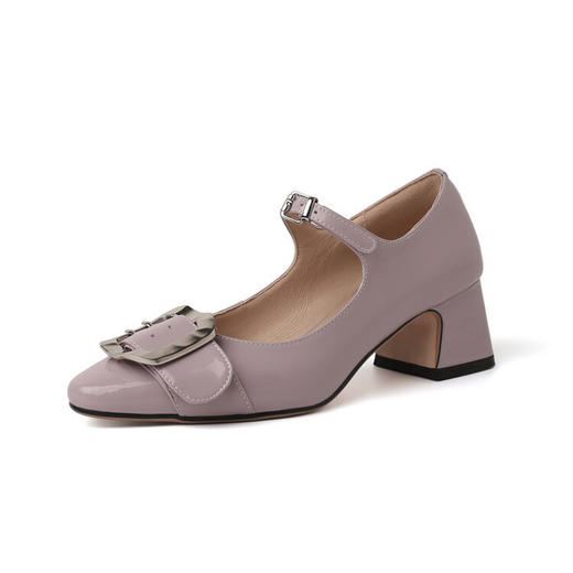 金属扣法式复古温柔紫色漆皮平底鞋单鞋玛丽珍鞋女甜美小皮鞋优雅 商品图4