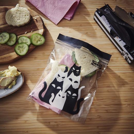 IKEA 密封袋 猫咪图案 灰色 1公升 商品图1
