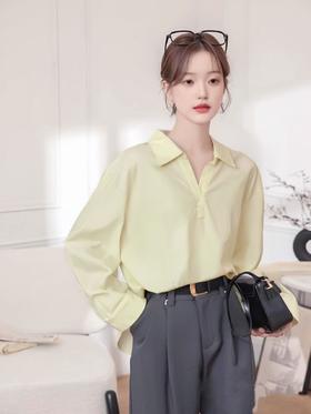 【早秋特卖】9525 100%棉v领长袖衬衫-喜出