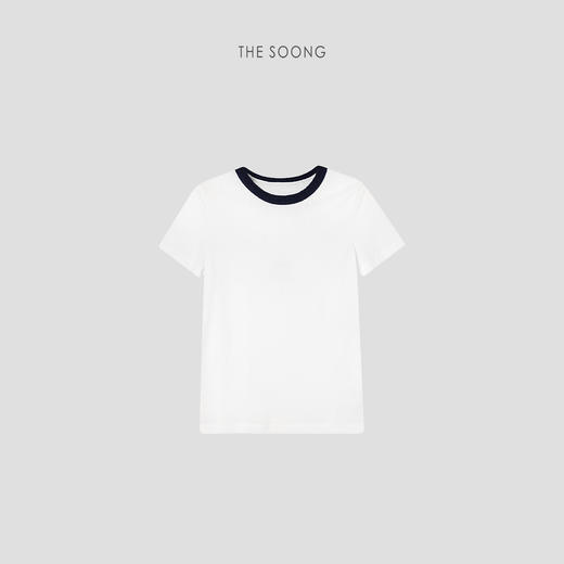 THESOONG|"好莱坞T"天然棉呼吸肌理感撞色圆领T恤上衣HBTX7433 商品图7