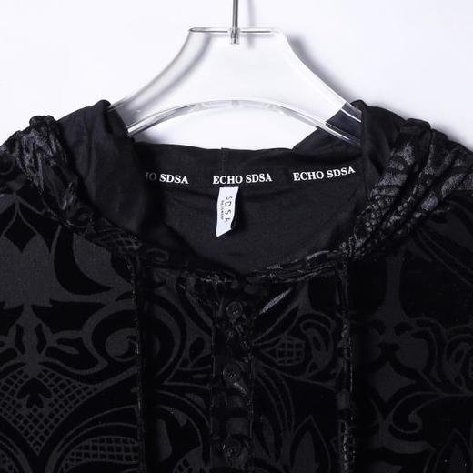 WY1018SDSA男士长袖t恤2025新款轻奢痞帅男装植绒图案设计连帽上衣百搭 商品图2