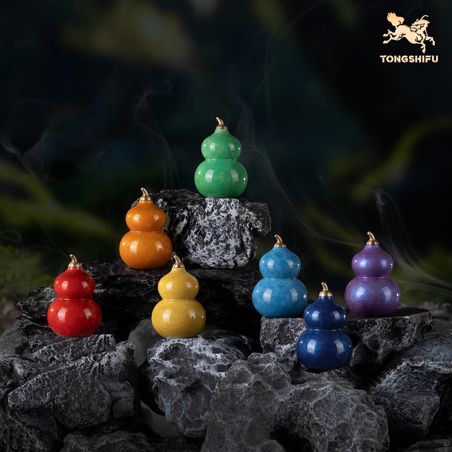 铜师傅《七彩葫芦》桌面铜摆件 家居装饰工艺品礼盒挂件