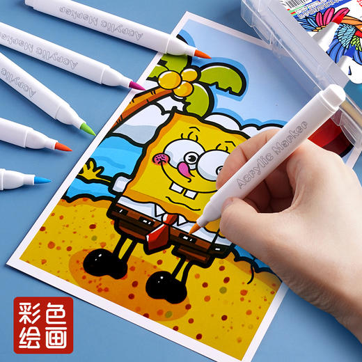 开学季！双十二活动！【万物皆可画 升级软头丙烯马克笔 】软头丙烯马克笔儿童不透色小学生美术专用无毒可水洗水性绘画本软头笔芯画笔炳漆12色24色48色60色80色 商品图3