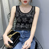 2025夏季新款圆领T恤女无袖背心洋气烫钻百搭上衣潮 商品缩略图1