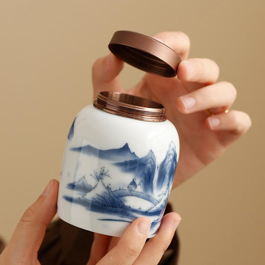 迷你吉祥罐【青花山水  三小瓷 】78元一套/一箱16套 商品图2