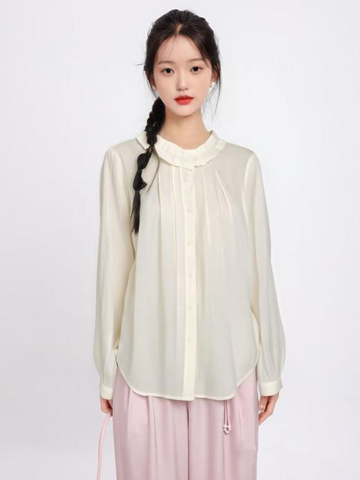 【早秋特卖】8013夏季薄款压皱领气质防晒长袖小衫-喜出 商品图2