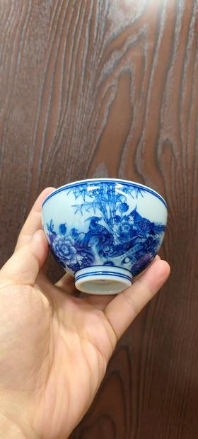 青花花鸟主人杯