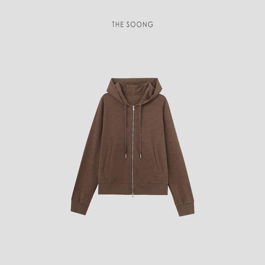 THESOONG|"灵感趋势"经典纯棉竹节纱重酵洗纹理连帽卫衣外套HBWY7346 商品图9