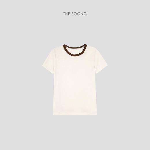 THESOONG|"好莱坞T"天然棉呼吸肌理感撞色圆领T恤上衣HBTX7433 商品图8