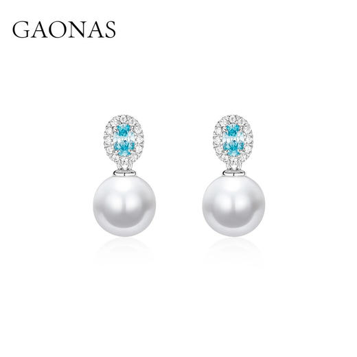 GAONAS  经典12mm帕拉白色珠耳环11523EW 商品图0