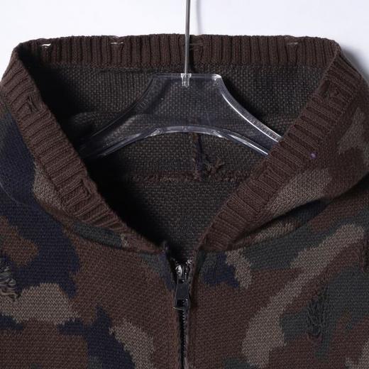 88101SDSA男士毛衣2025新款轻奢痞帅男装慵懒风迷彩拉链连帽开衫针织衫 商品图2