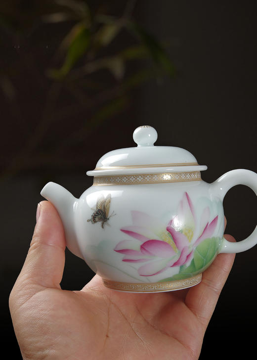 釉上荷塘清趣描金壶 商品图0