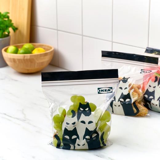 IKEA 密封袋 猫咪图案 灰色 1公升 商品图4