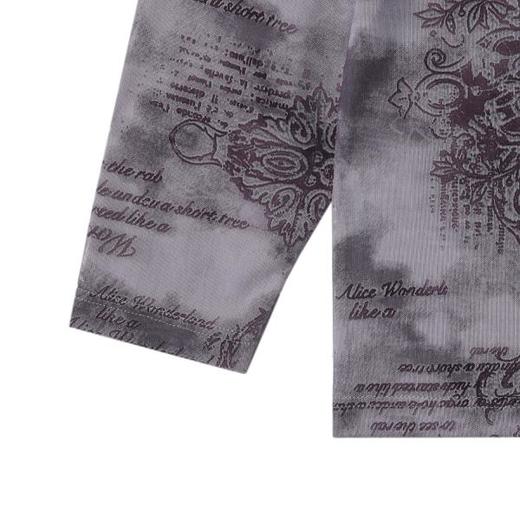 T4553SDSA男士长袖t恤2025新款轻奢痞帅男装扎染舒适满印字母圆领上衣 商品图4