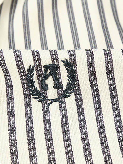 日常通勤必备！条纹短款衬衫 精致刺绣 简约又不失格调 商品图3